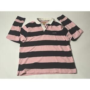 Schöffel Rugby Shirt – Pink & Blue Striped, Size Large